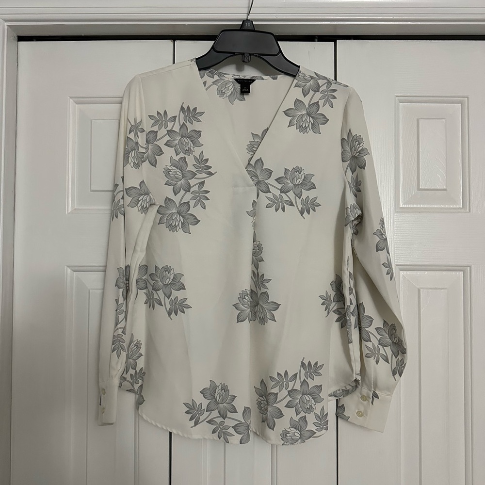 Ann Taylor Floral Print V-Neck Blouse